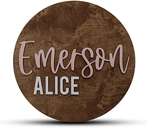 Custom Round Nursery Name Sign, Personalized Wooden Wall Plaque, Baby Shower by HickoryHollowDesigns
