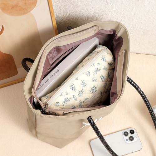 uekeboag 2Pcs Quilted Cotton Makeup Bag, Cosmetic Bag - Image 5