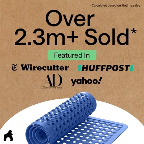 GORILLA GRIP Bath Tub Shower Mat, Bathtub Floor Liner, 35x16 Royal Blue - Image 6