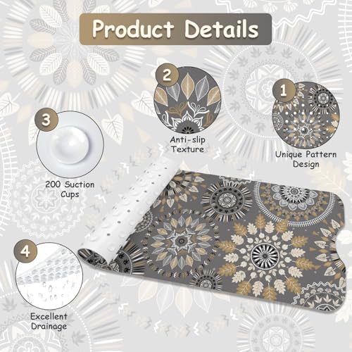 Non Slip Bathtub Mat, Extra Long Bohemian Bath Mat - Image 4