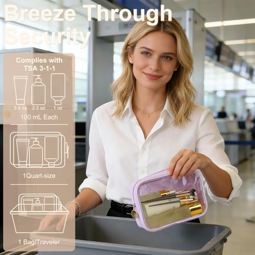 YOPCDJ 4PCS Clear Makeup Bag Set, Waterproof TPU Purse Organizer Pouches - Image 5