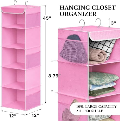 Simple Houseware 5 Shelf Hanging Closet Organizer - Image 2
