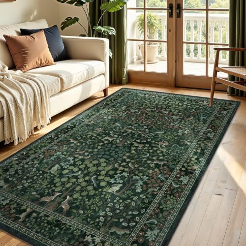 Tree of Life 4x6 Entryway Rug, Low Pile Thin Washable Throw Rug by Jainmy