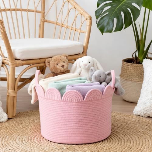 LemonRoad Round Woven Basket Pink - Image 4