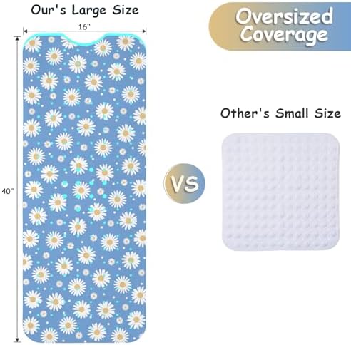 Bathtub Mat Non Slip, Daisy Extra Long Bath tub Mat Shower Floor Mat - Image 2