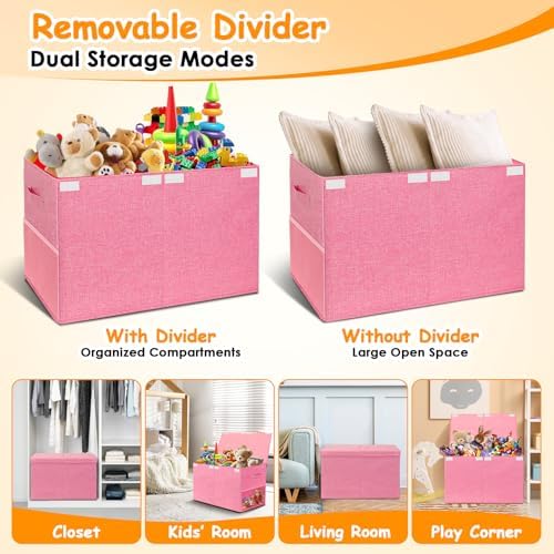 Large Toy Storage Box with Lid Upgraded Toy Chest Organizer with Removable PP - Image 5