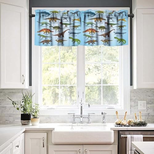 Dinosaur Valance Curtains for Boys Girls Room, ABC Alphabet Dinosaur Pattern - Image 2