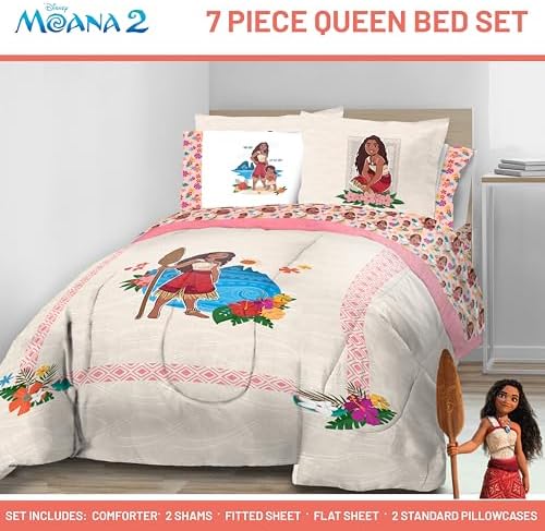 Disney Moana Queen Comforter Set 7 Piece Kids Bedding - Image 2