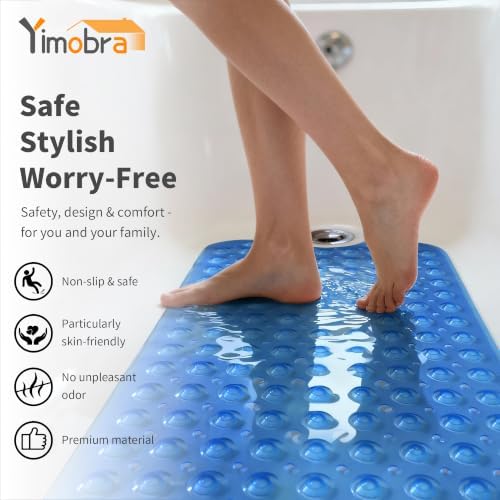 Yimobra Non Slip Bath Mat for Tub 40x16, Extra Long Bath Tub Mat - Image 5