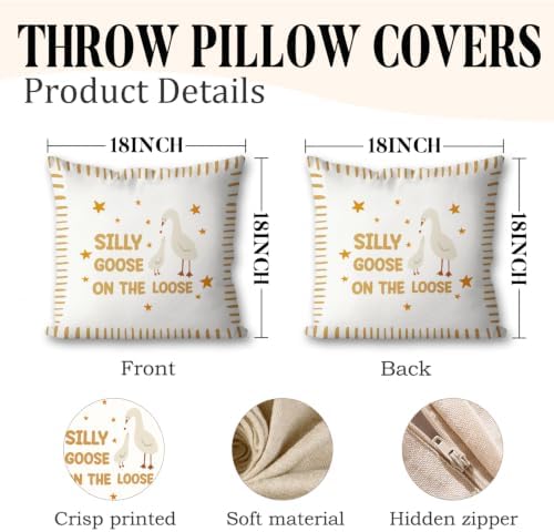 Yellow Silly Goose Pillow Cover Toddler Boy Bedroom Decor - Image 2