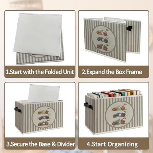 Vintage Race Car Boy Nursery Foldable Storage Bins Box - Image 5