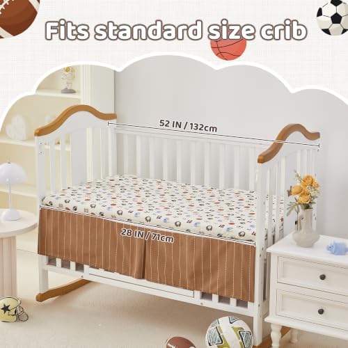 Sports Crib Bedding Set for Boys, Premium 3-Piece Baby Bedding Set Brown - Image 6