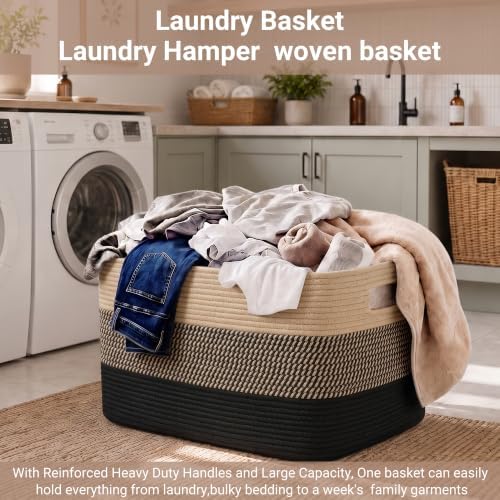 Large Laundry Basket/Hamper, Jute/Black - Image 6