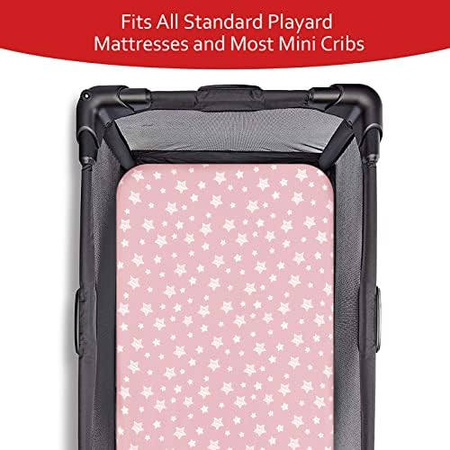 Pack and Play Sheets Girl, Mini Crib Sheets, Stretchy Playard Fitted Sheet - Image 3