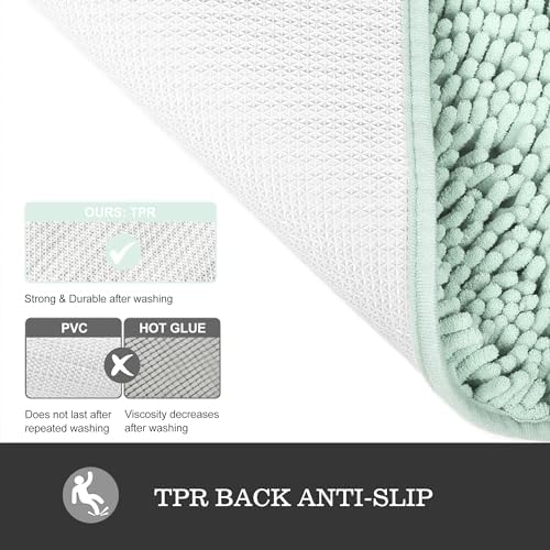 Yeaban Chenille Spa Blue Bathroom Runner Rug 24"x72" - Image 3