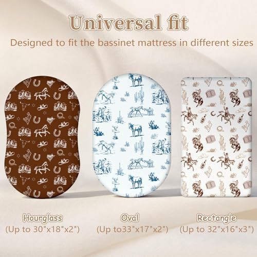4 Pack Vintage Western Cowboy Bassinet Sheets - Image 5