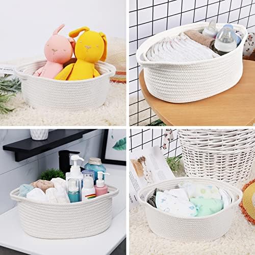 ABenkle Small Basket with Handles, Boho Decorative Rope Woven Dog Cat Toy - Image 5