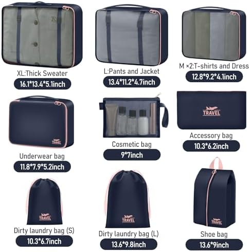Packing Cubes for Travel 10 Set Luggage Organizer Bags - Image 2