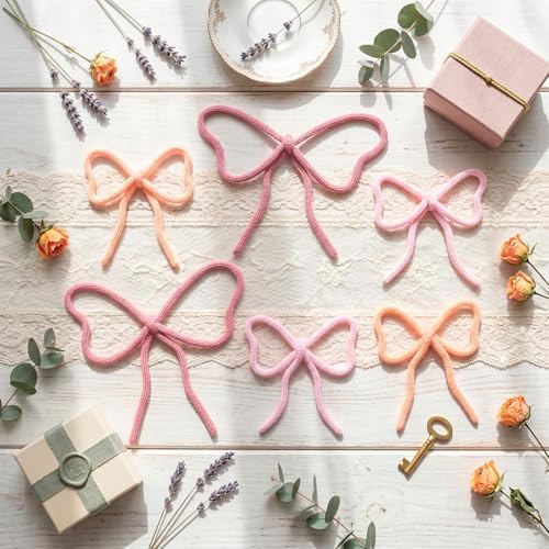 Barydat 6 Pcs Pink Bow Wall Decor Coquette Bow Nursery Decoration Room Decor - Image 4