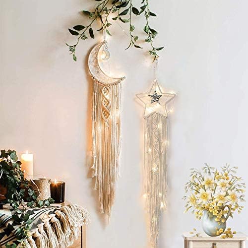 Tarklanda Moon Star Dream Catcher Decor, Macrame Wall Hanging Boho Home Decor by Tarklanda