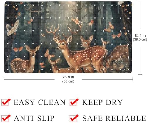 Shower Mat Non Slip, Forest Deer Butterfly Anti Slip Bath Mat - Image 4