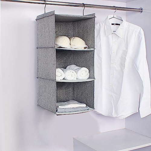 Hanging Closet Organizer 3-Shelf, Oxford Linen Wardrobe Storage - Image 2
