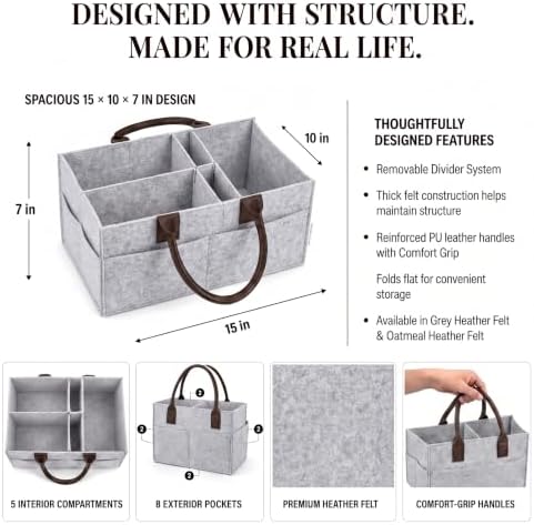 Felt Diaper Caddy Organizer, Nursery & Car Organizer - Image 2