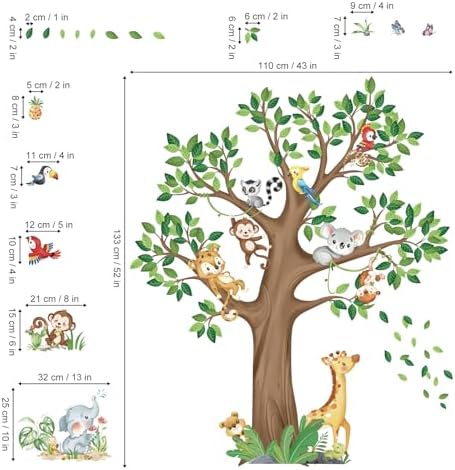 decalmile Jungle Animal Tree Giraffe Koala Wall Decals Stickers - Image 4