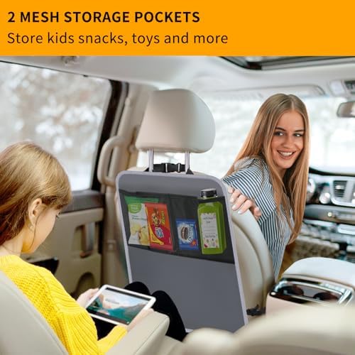 2 Pack Back Seat Cover for Kids, Car Seat Back Protectors Kick Mats Grey - Image 3