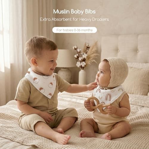 8 Pack Muslin Baby Bandana Bibs - Image 3