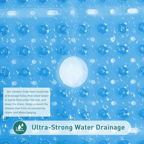 Large Square Shower Mat Bathtub Bath Mat Non Slip Blue 27"x27" - Image 5