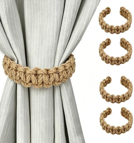 SRG Curtain Tiebacks for Curtains 4 Pack, Decorative Curtain Holdbacks for by SRG