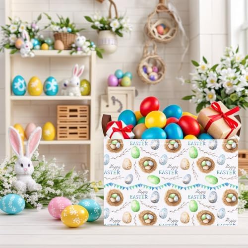 Large Cute Easter Basket for Kid Empty Gift Baby Rectangle Storage Bin Bunny - Image 4