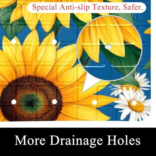 Bath Tub Shower Mat, Washable Bathtub Floor Mats, Suction Cups and Drain Holes - Image 2