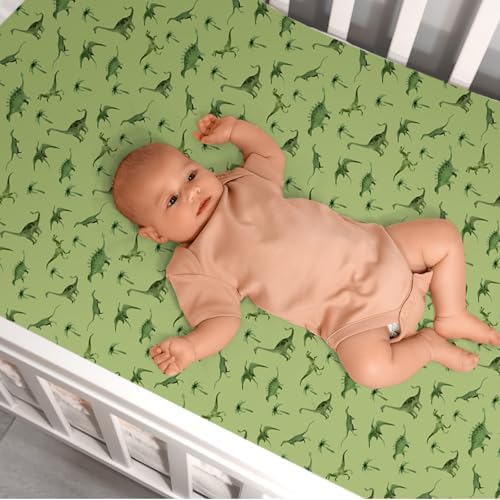 Moukeren 4 Pcs Ink Wash Dinosaur Baby Crib Sheets - Image 5