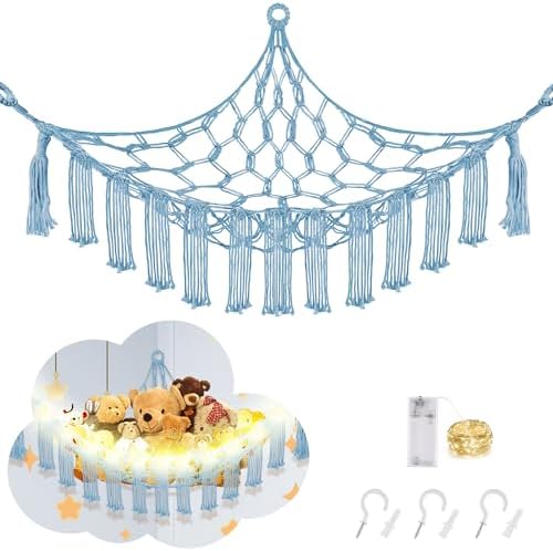 CERETIA Stuffed Animal Hammock Corner Plushie Net Storage, Jumbo Baby Blue by CERETIA