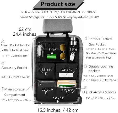 2-Pc Set All in One Car Seat Back Organizer Fit Most Cars SUV Trucks Jeeps - Image 2