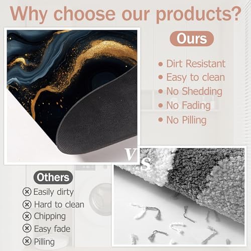 Bath Mat, Abstract Marbled Bathroom Rugs, Quick-Drying Non-Slip Rubber Bath - Image 5