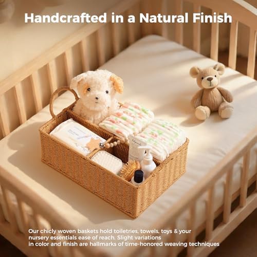 Rattan Diaper Caddy Organizer Changing Table Organizer - Image 3