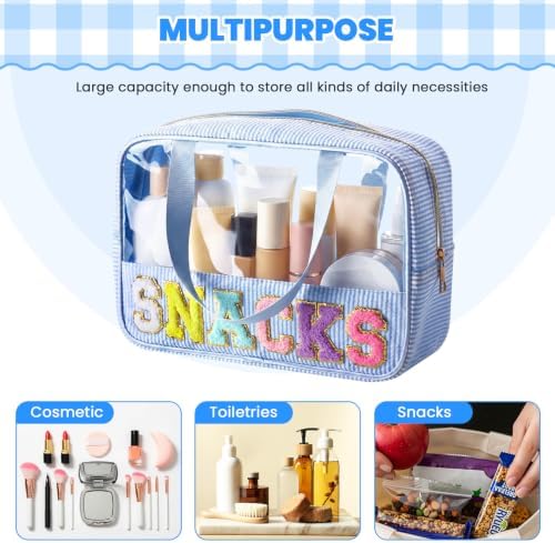 Sanwuta Seersucker Snacks Bag Chenille Letter Clear Makeup Bag - Image 2