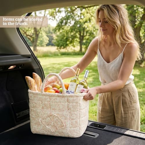 Floral Fabric Storage Basket Car Interior Storage Basket Underwear Sundries - Image 2
