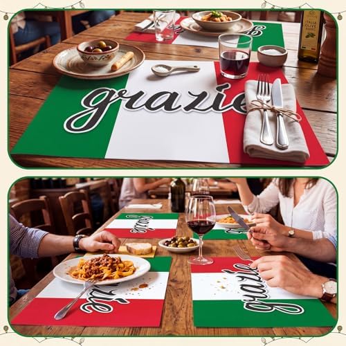 Eaasty 100 Pcs Italian Placemats Grazie Disposable Place Mat Red White and - Image 6