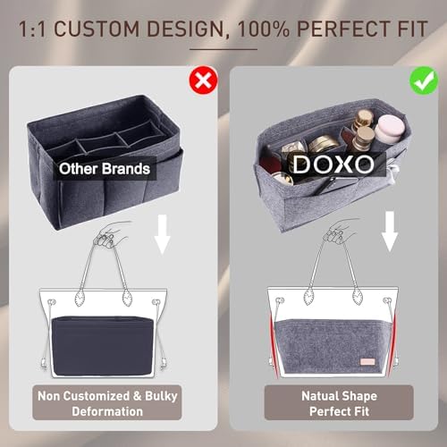 Doxo Purse Organizer Insert for Handbags & Base Shaper 2pc Set, Felt Neverfull - Image 5