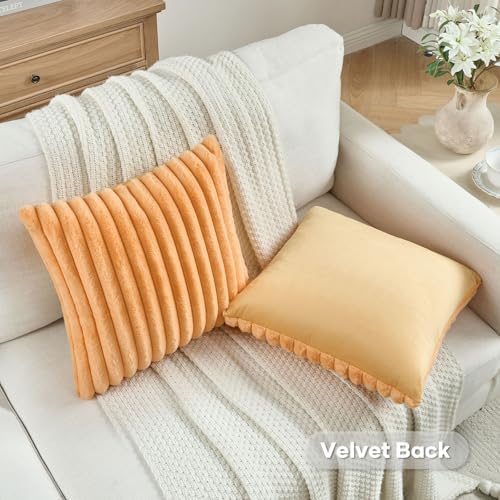 FUTEI Pack of 2 Faux Fur Throw Pillow Covers 26x26 Inch - Image 4