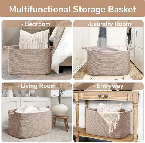 Goodpick 85L Large Woven Rope Blanket Basket - Image 4