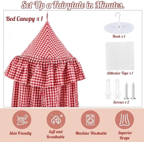 SmoothNovelty Gingham Plaid Bed Canopy - Image 3