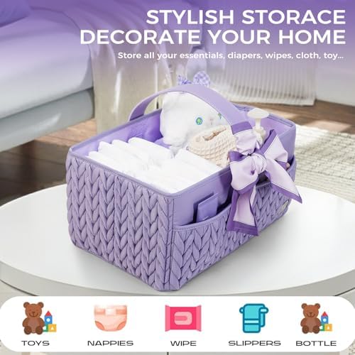 Luxurious Baby Diaper Caddy, Nursery Storage Basket - Image 6