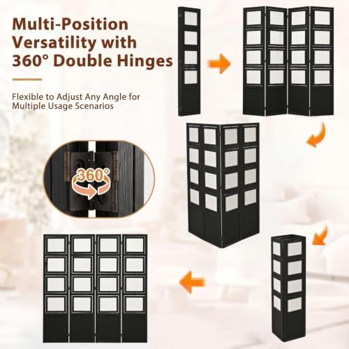 4 Panel Photo Room Divider, Folding Privacy Screen Decorative - Image 4