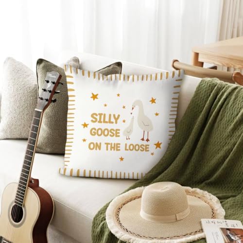 Yellow Silly Goose Pillow Cover Toddler Boy Bedroom Decor - Image 3