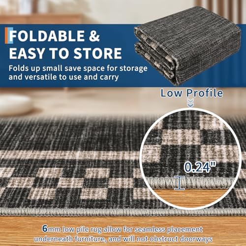 GarveeHome Machine Washable 5x7 Area Rugs Modern Bordered Living Room Rug - Image 4